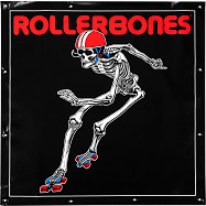 Rollerbones Derby Skating Skeleton Vinyl Banner