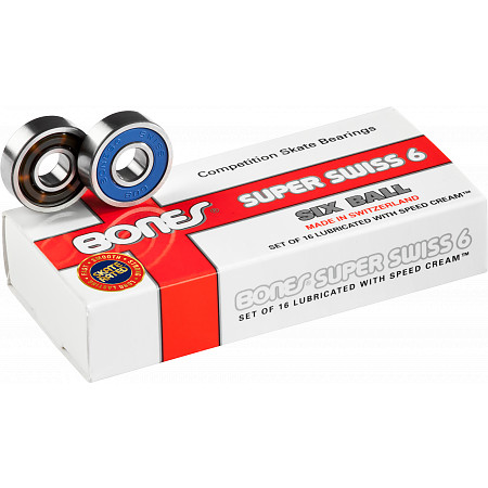 BONES ボーンズ ★ Super Swiss 6Ball ❗️ Bones Super Swiss 6-Ball Skate Bearings (8mm, 16-Pack)