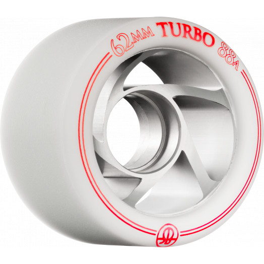 Rollerbones Turbo Wheel Clear Aluminum Hub 62mm 88a Right 4pk White