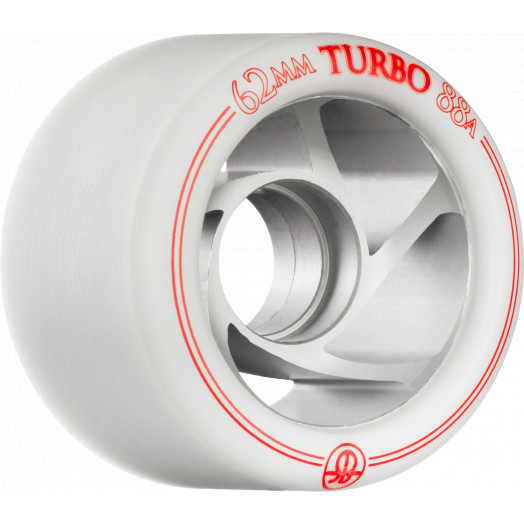 Rollerbones Turbo Wheel Clear Aluminum Hub 62mm 88a Left 4pk White