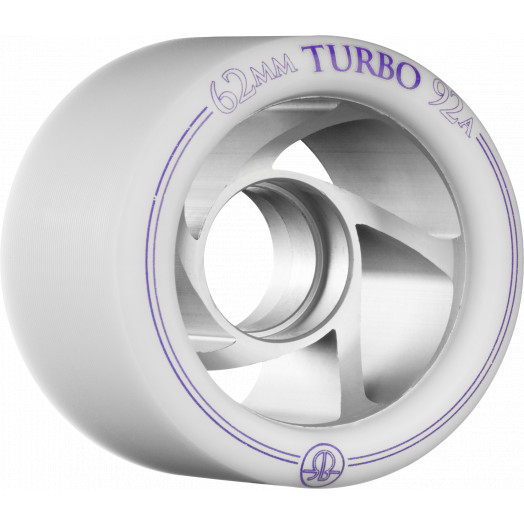 Rollerbones Turbo Wheel Clear Aluminum Hub 62mm 92a Right 4pk White