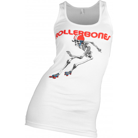 Rollerbones Woman's Derby Skeleton Tank Top White